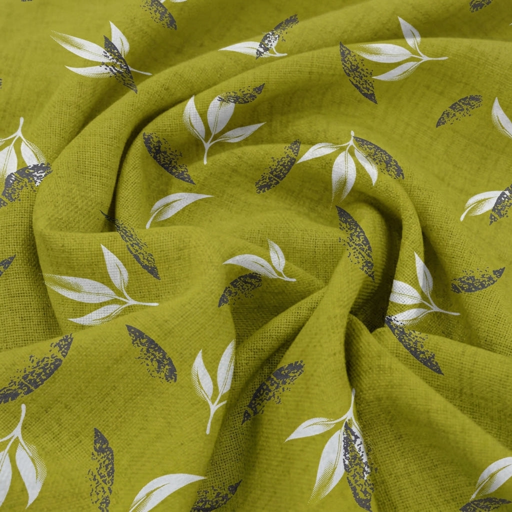 Swirled Leaf Green Leaf Rayon Fabric