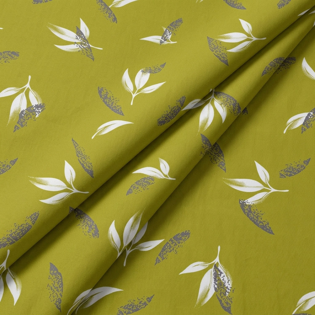Folded Leaf Green Leaf Rayon Fabric