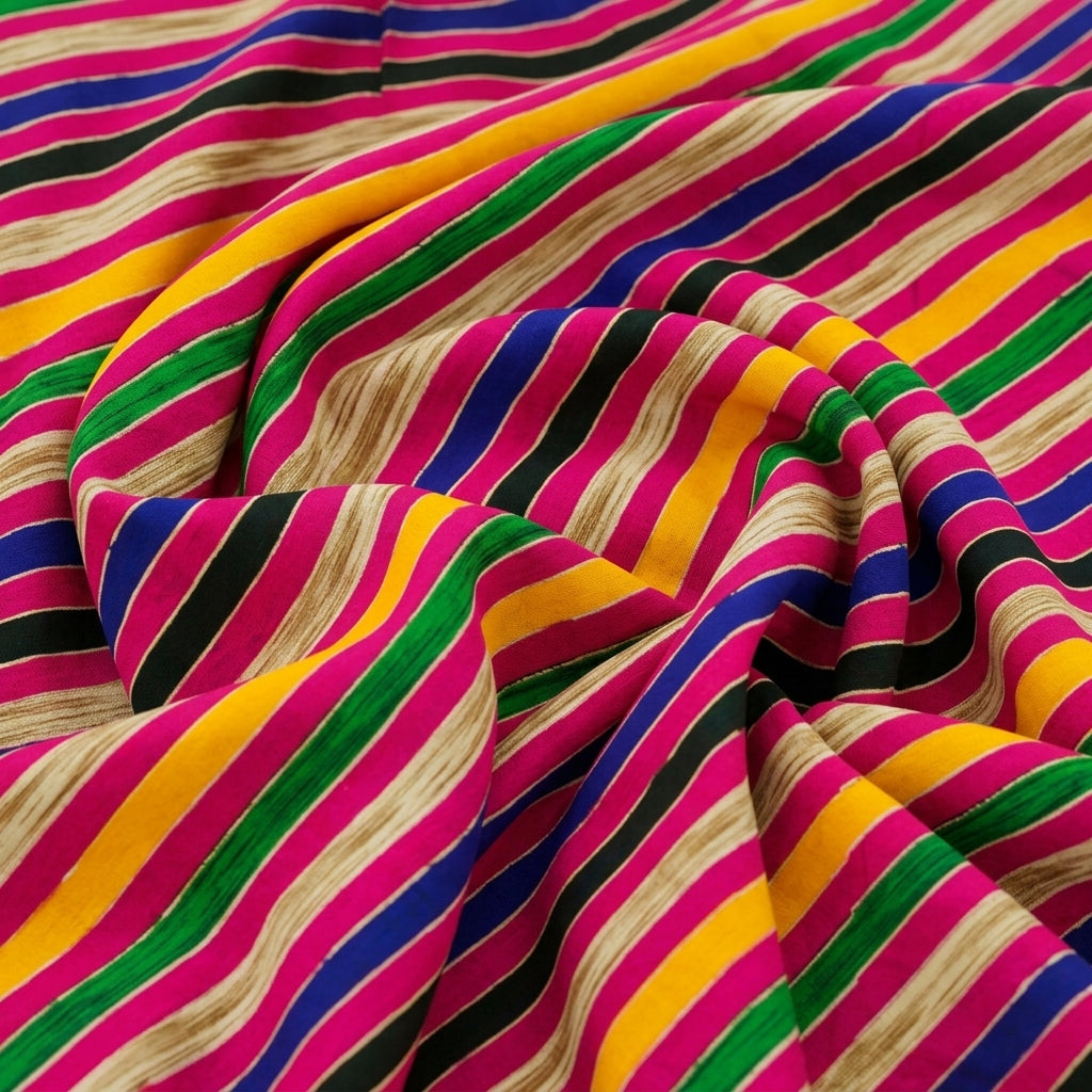 Swirled Stripes Pink Stripes Rayon Fabric