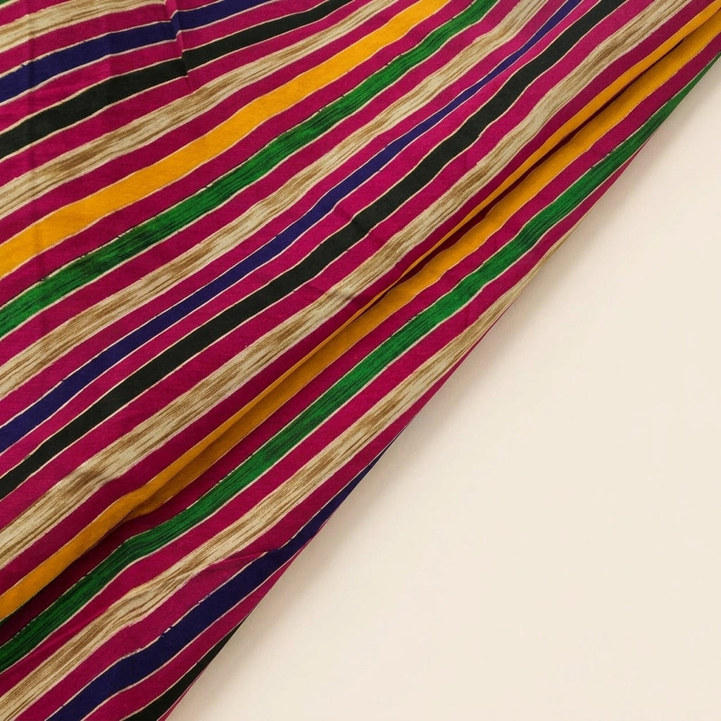 Folded Stripes Pink Stripes Rayon Fabric