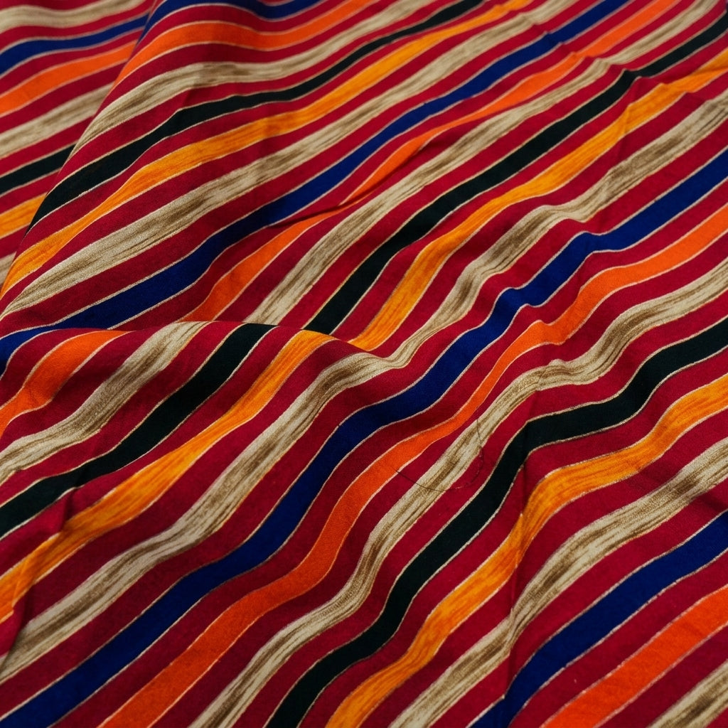Swirled Stripes Blue Stripes Rayon Fabric