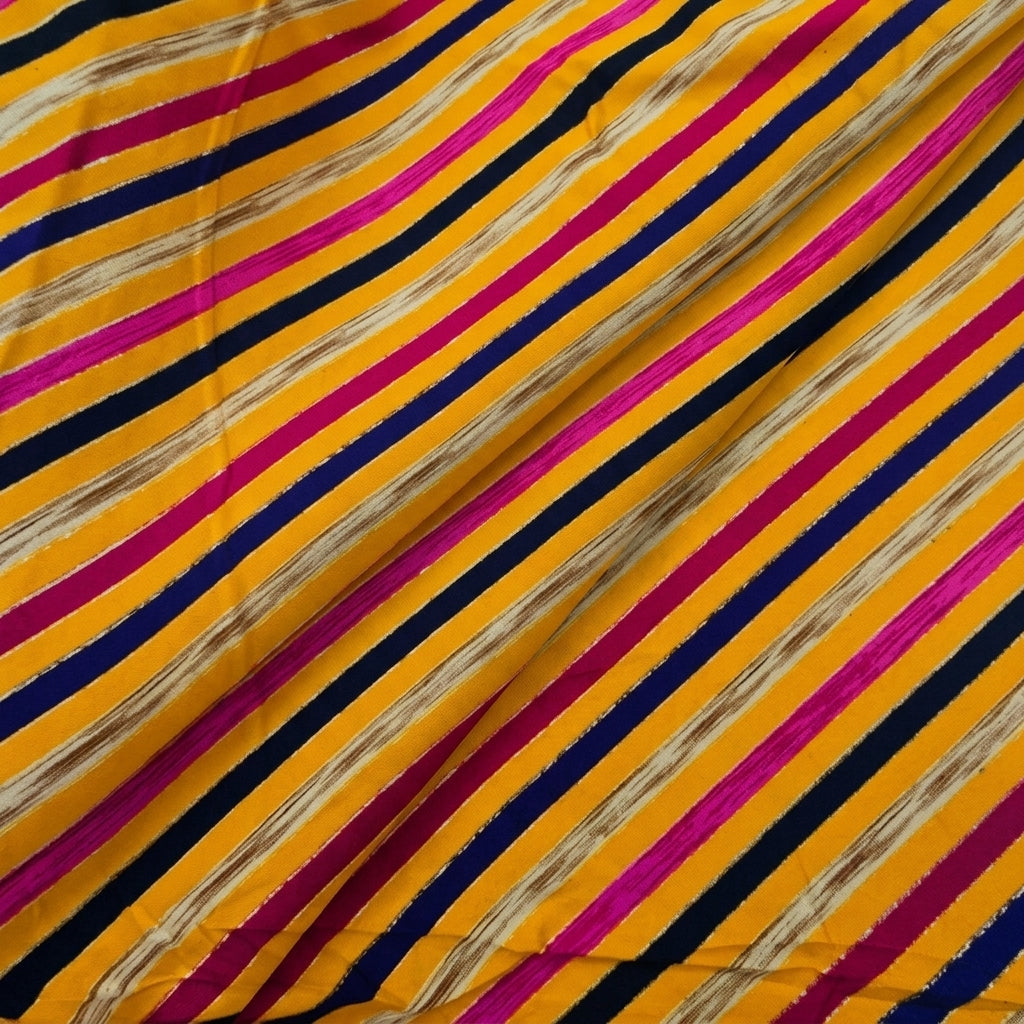 Folded Stripes Yellow Stripes Rayon Fabric