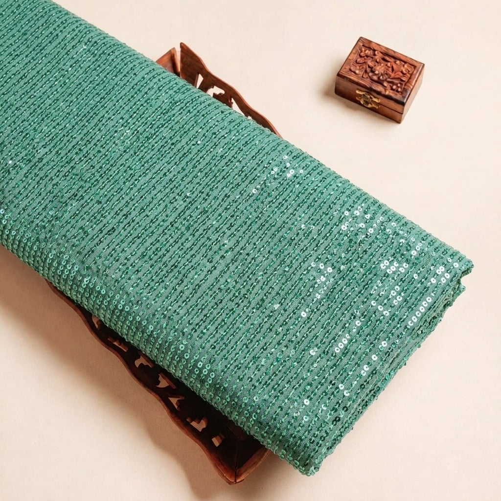 Folded Green Stretch Net Fabric Highlighting and Texture