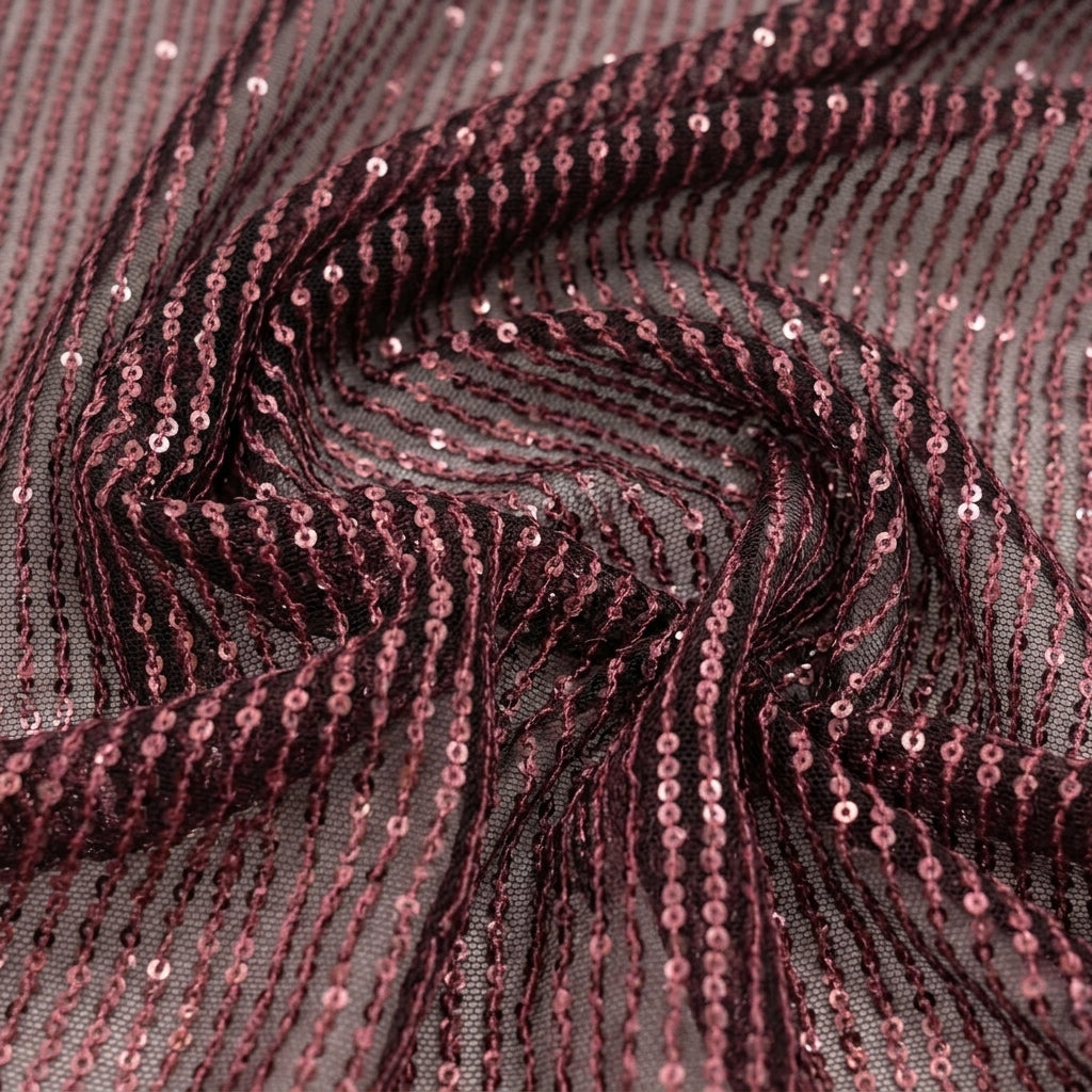 Swirled Stretch Wine Stretch Net Fabric