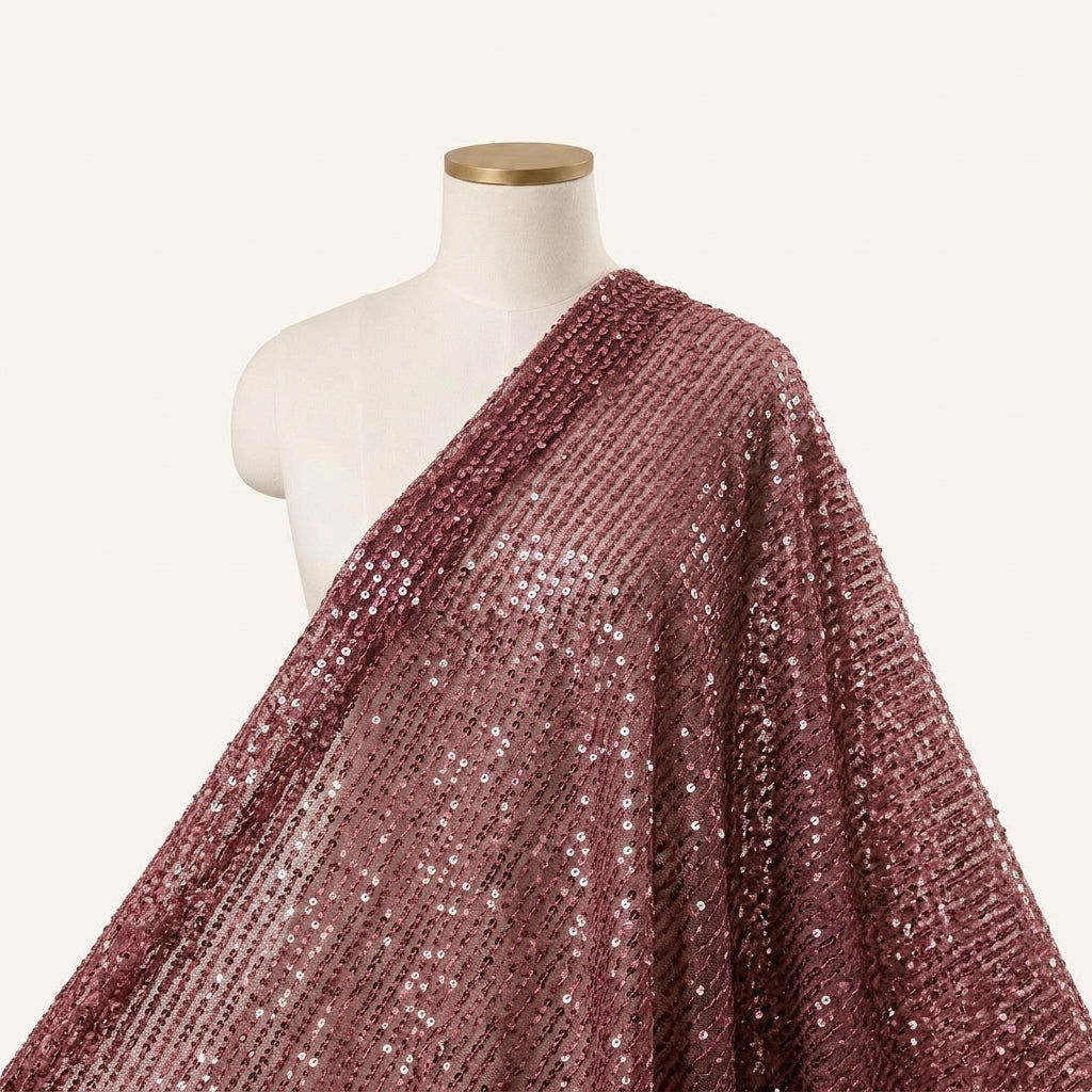 Stretch Wine Stretch Net Fabric Draped as a saree