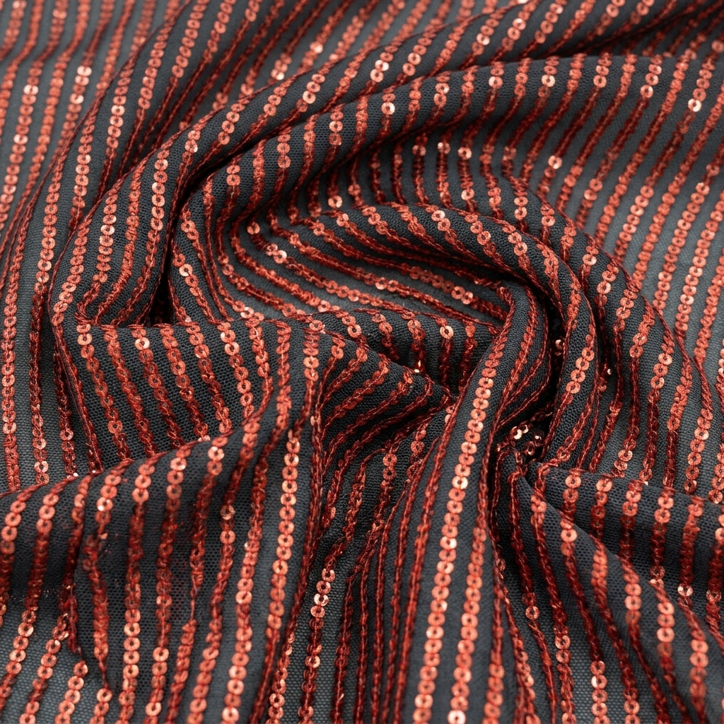 Swirled Stretch Black Stretch Net Fabric