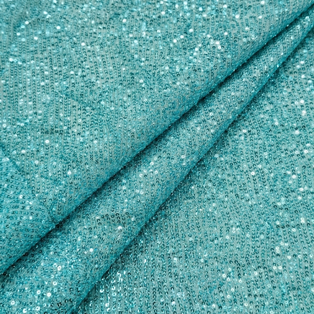 Folded Stretch Sea Blue Stretch Net Fabric