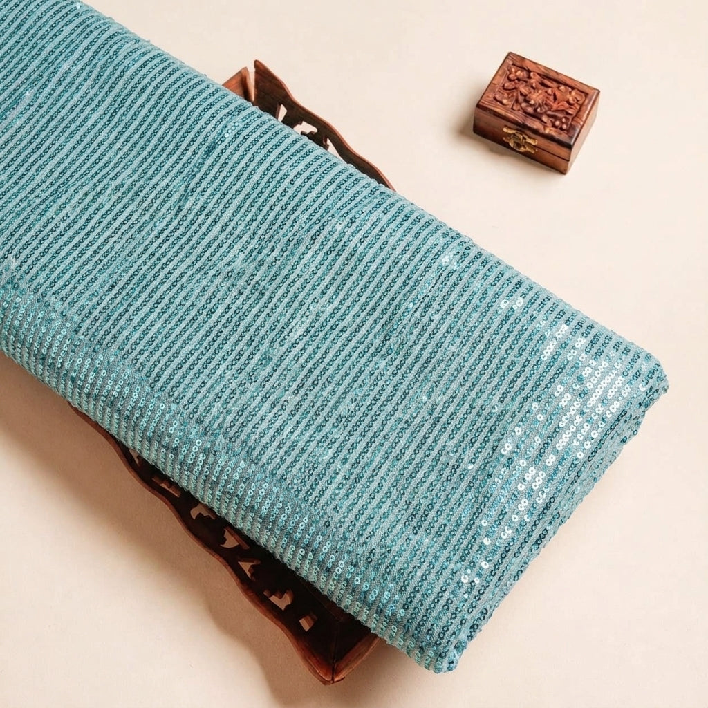 Folded Blue Stretch Net Fabric Highlighting and Texture