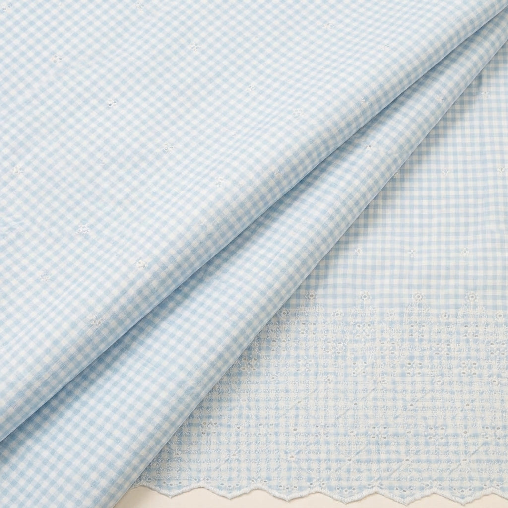 Folded Embroidery Blue Embroidery Cotton Fabric