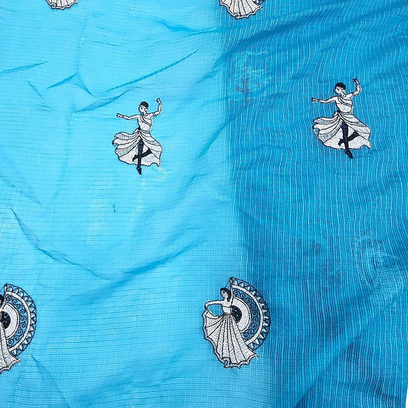 Embroidery Chanderi Fabric - EC17238 - Flat fabric