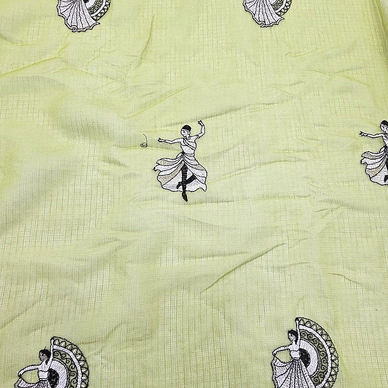 Embroidery Chanderi Fabric - EC17239 - Flat fabric