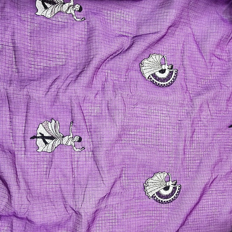 Embroidery Chanderi Fabric - EC17241 - Flat fabric