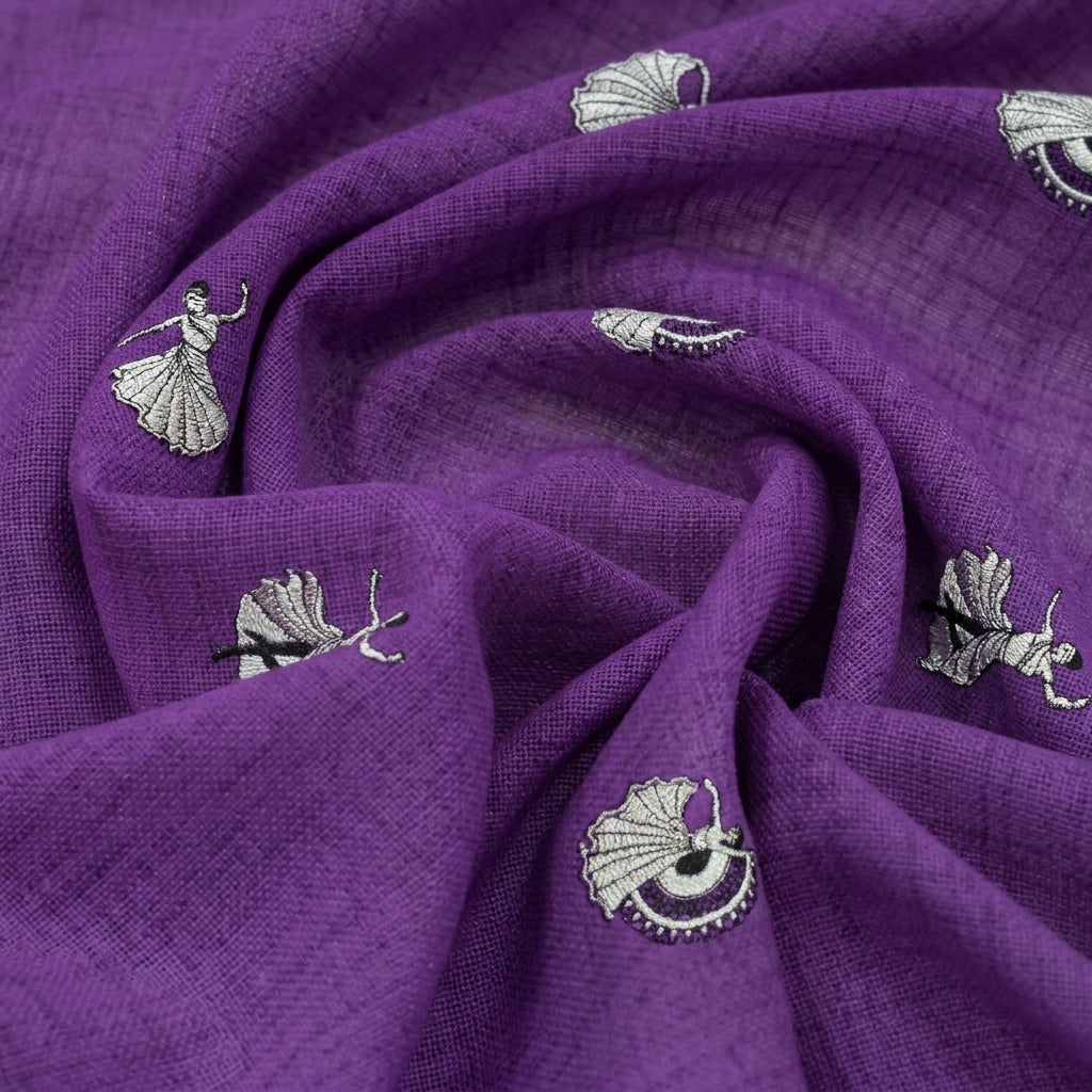 Embroidery Chanderi Fabric - EC17241 - Swirl