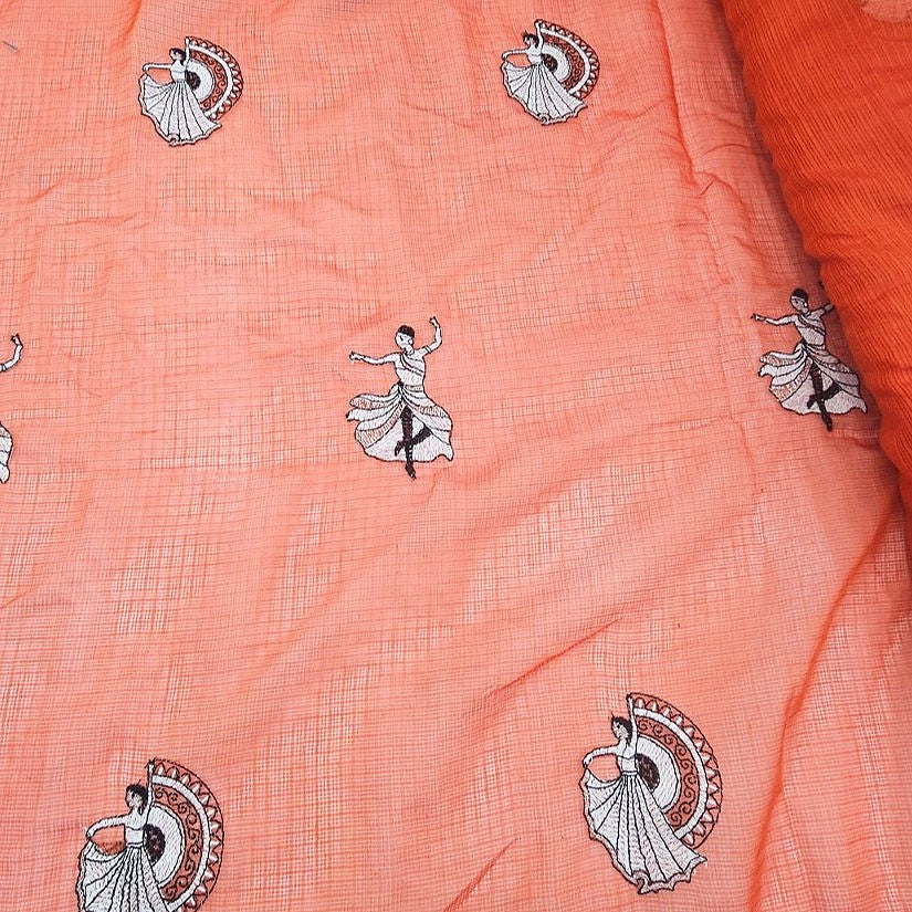 Embroidery Chanderi Fabric - EC17242 - Flat fabric