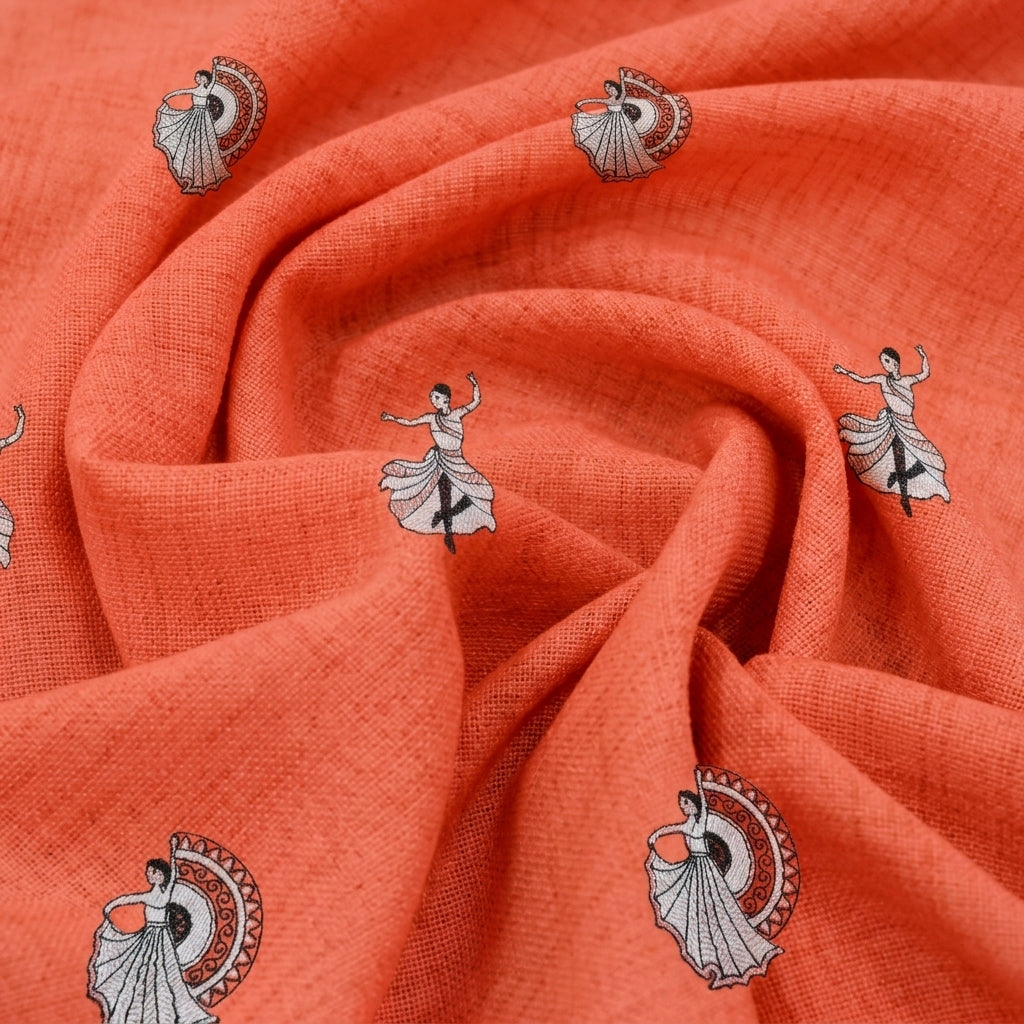 Embroidery Chanderi Fabric - EC17242 - Swirl