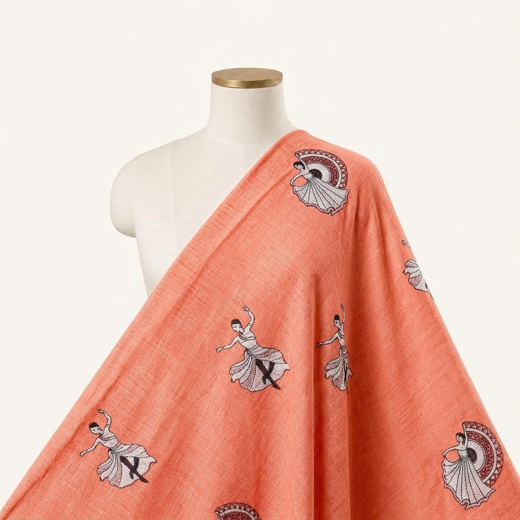 Embroidery Chanderi Fabric - EC17242 - saree_drape