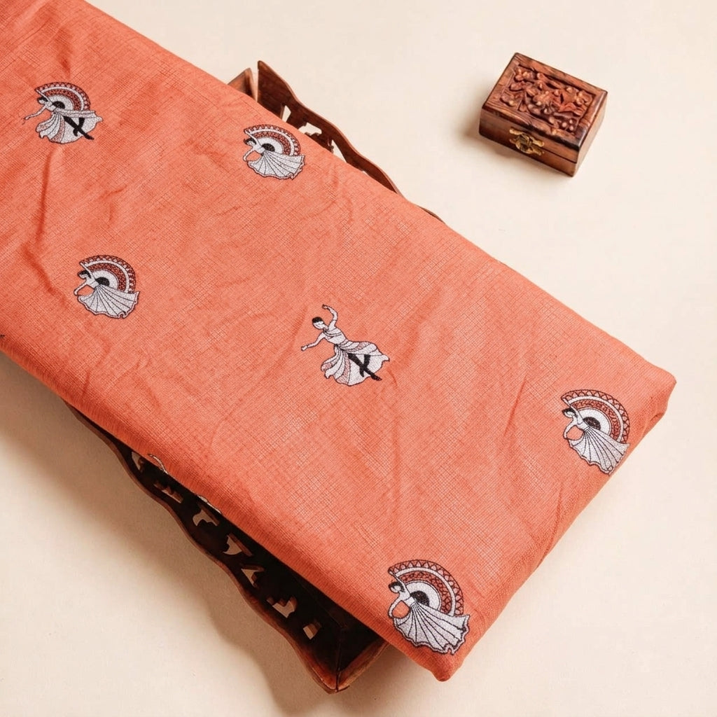 Embroidery Chanderi Fabric - EC17242 - tray_3