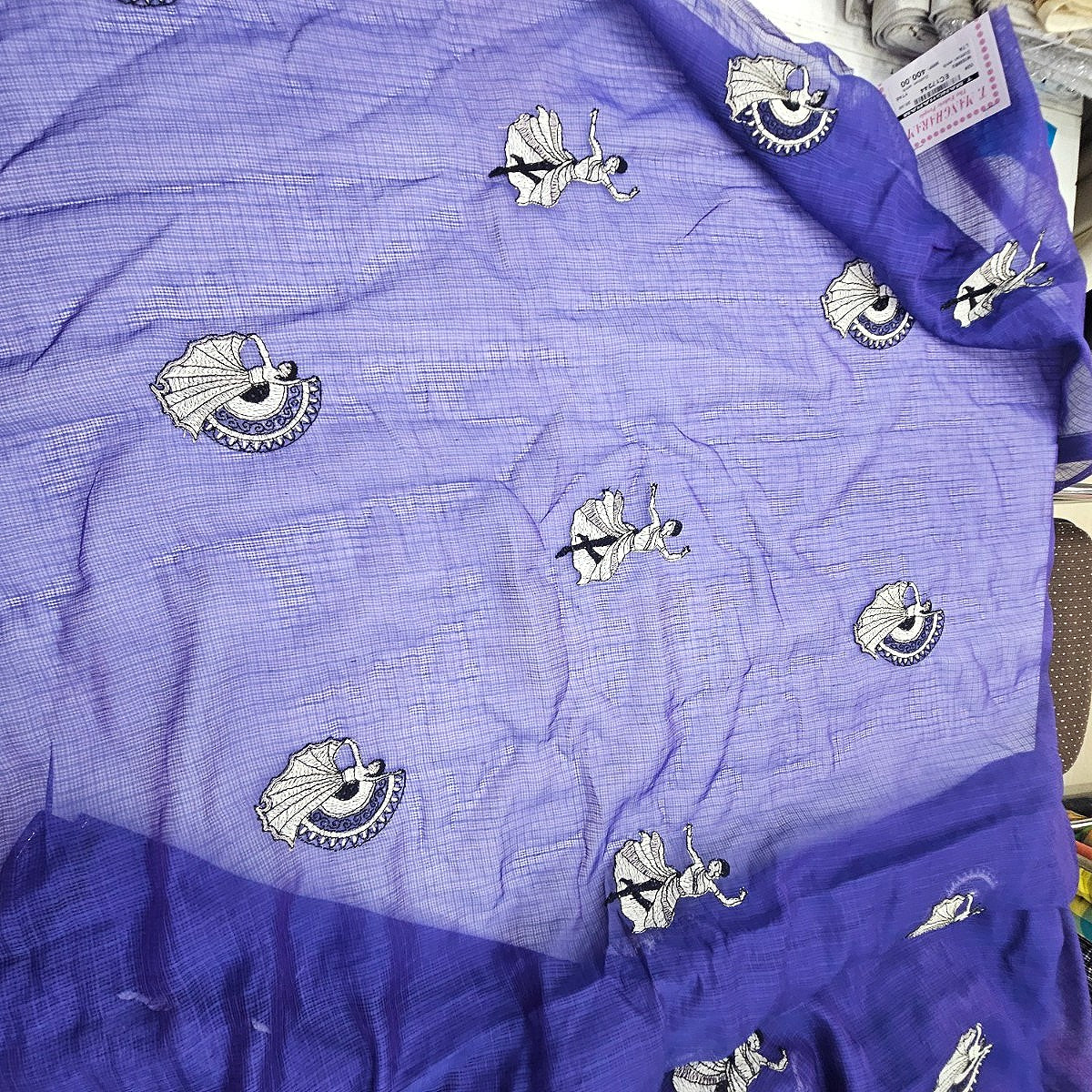 Embroidery Chanderi Fabric - EC17244 - Flat fabric