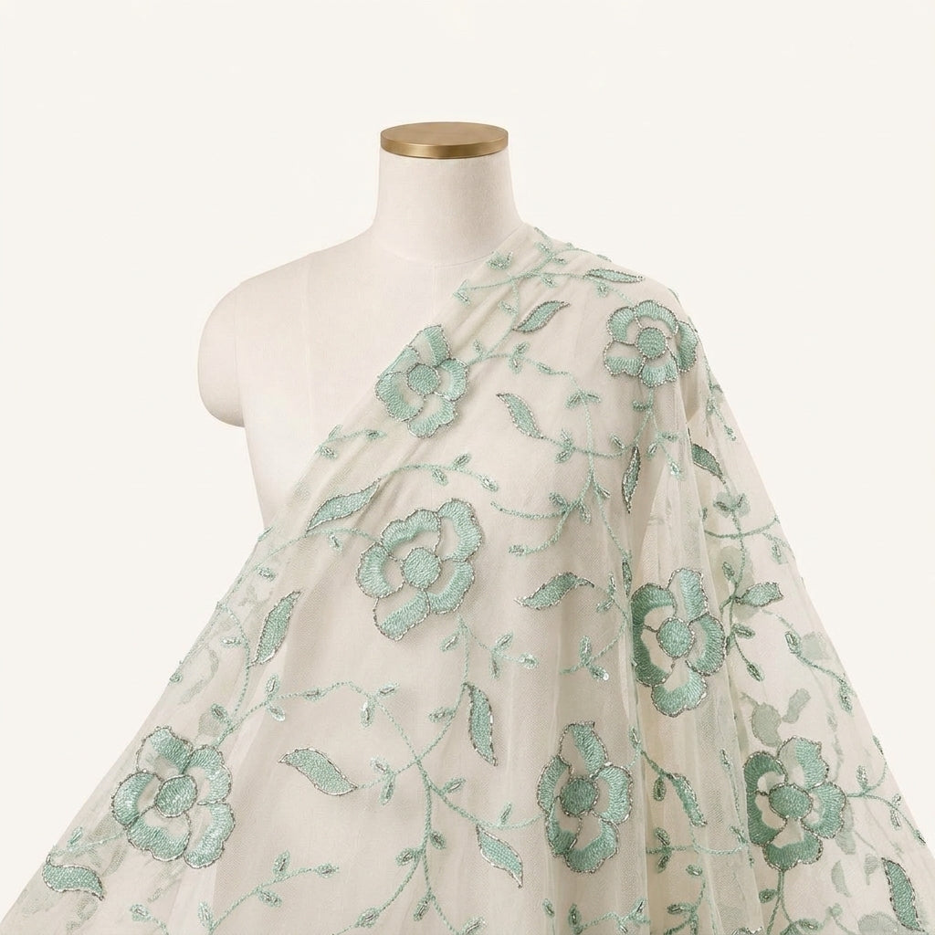 Embroidery Net Fabric - EC17246 - saree_drape