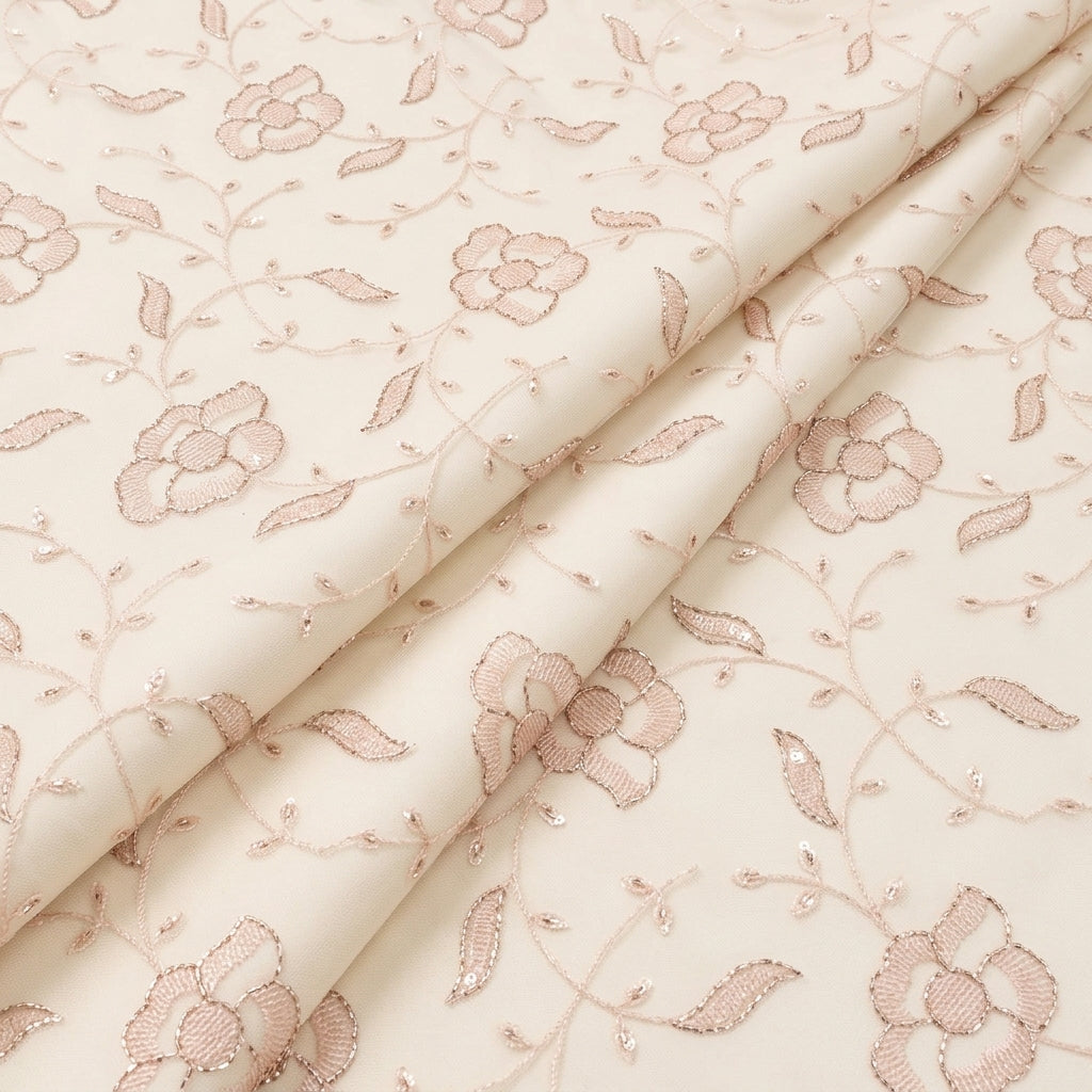 Folded Embroidery Peach Embroidery Net Fabric