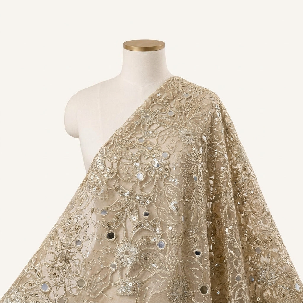 Embroidery Embroidery Tissue Fabric Draped as a saree