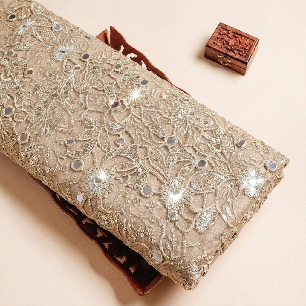 Folded Embroidery Tissue Fabric Highlighting Crushed and Texture