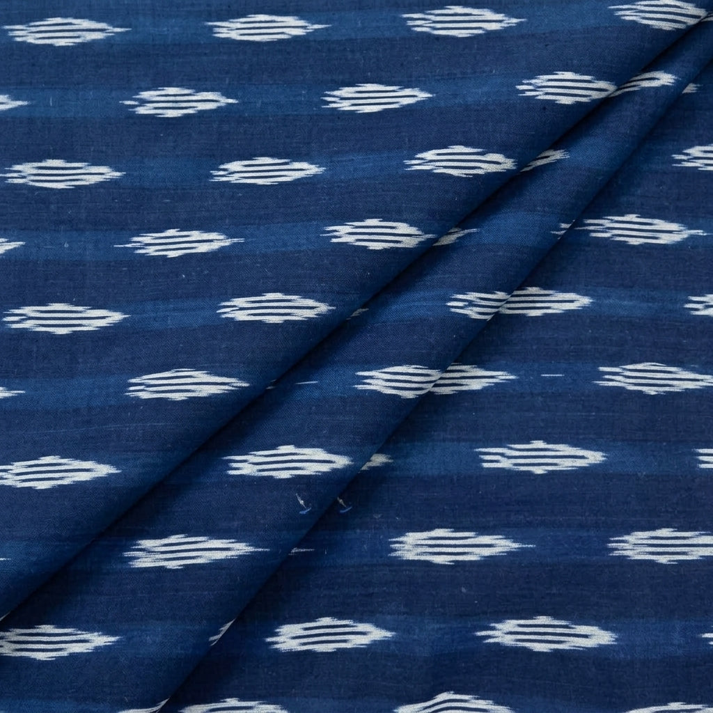Folded Ikat Indigo Ikat Cotton Fabric