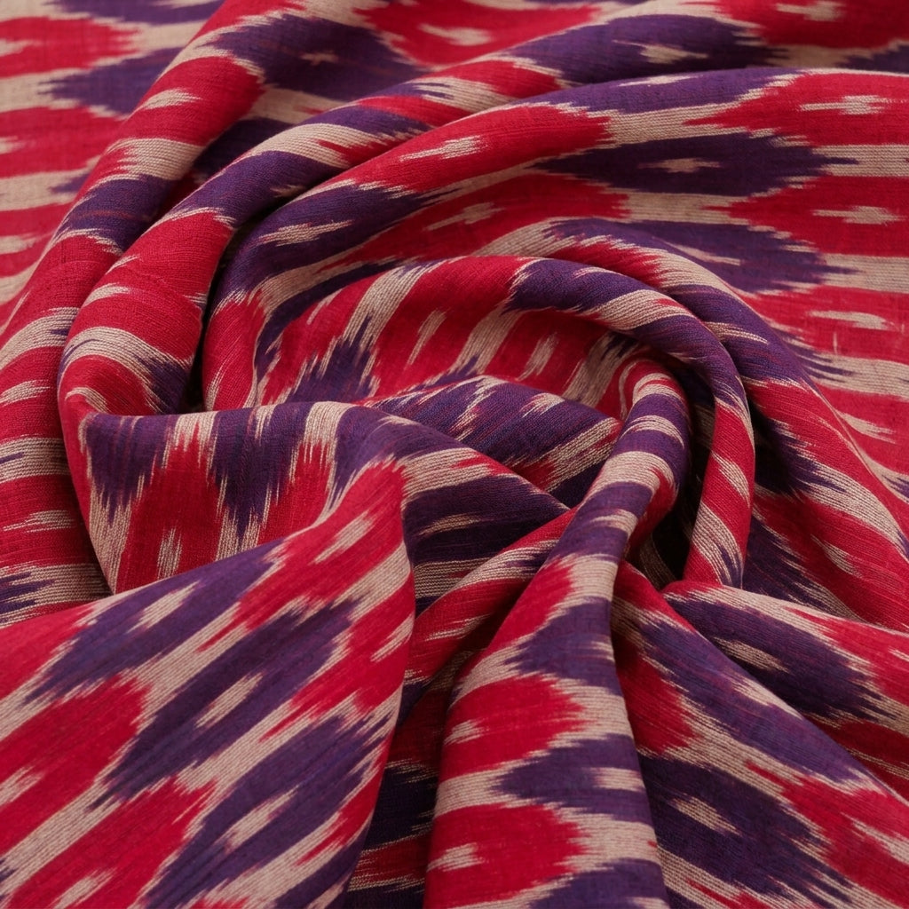 Swirled Ikat Pink Ikat Cotton Fabric