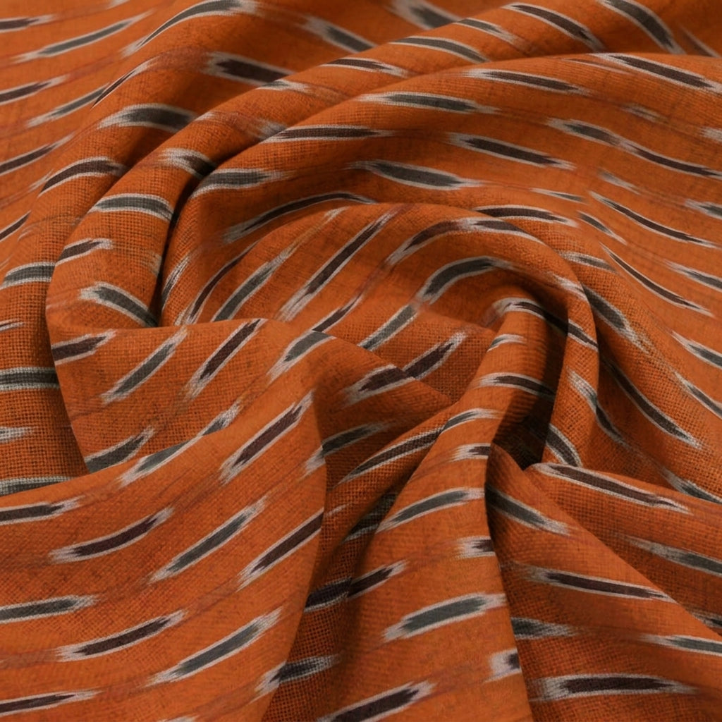 Swirled Ikat Orange Ikat Cotton Fabric