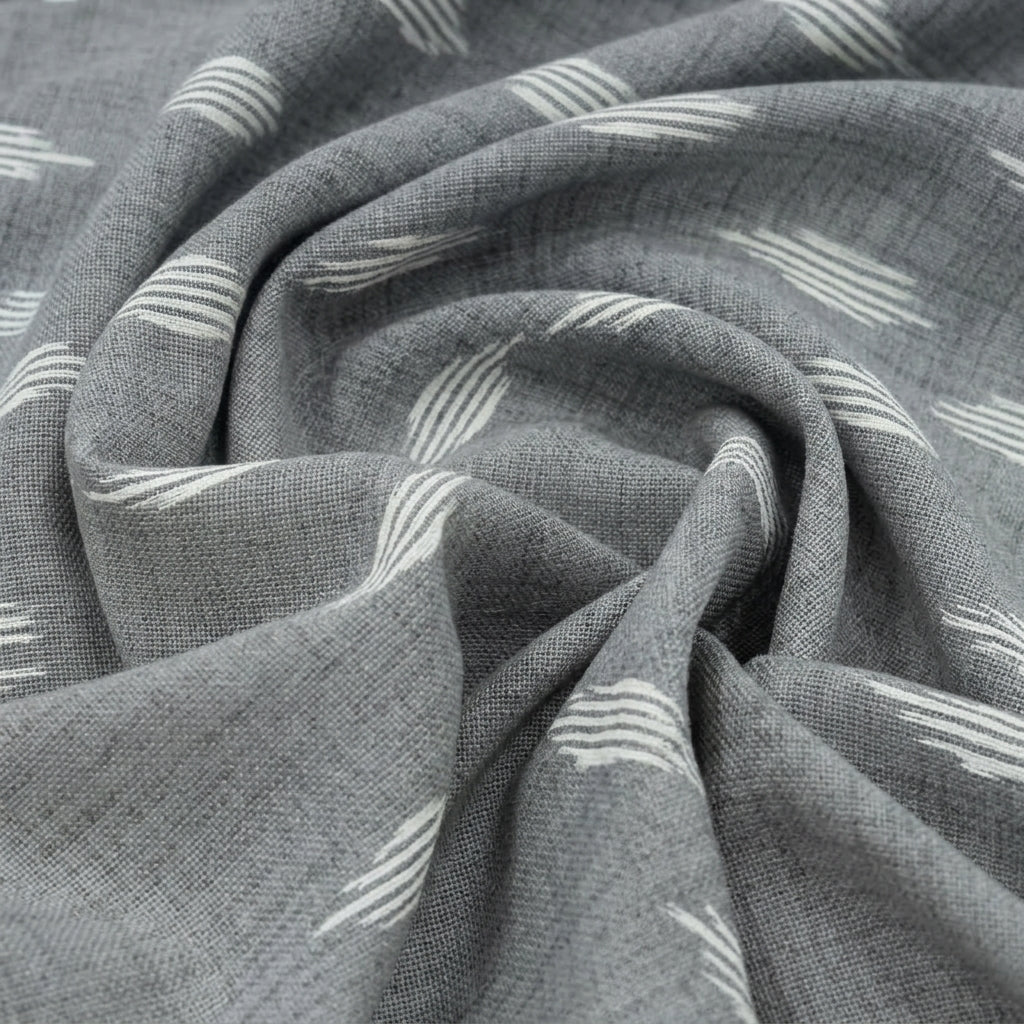 Swirled Ikat Grey Ikat Cotton Fabric