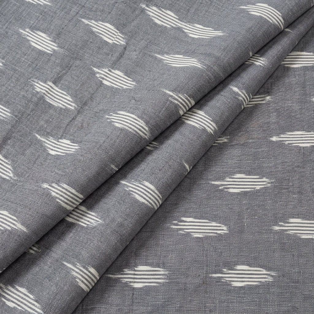 Folded Ikat Grey Ikat Cotton Fabric