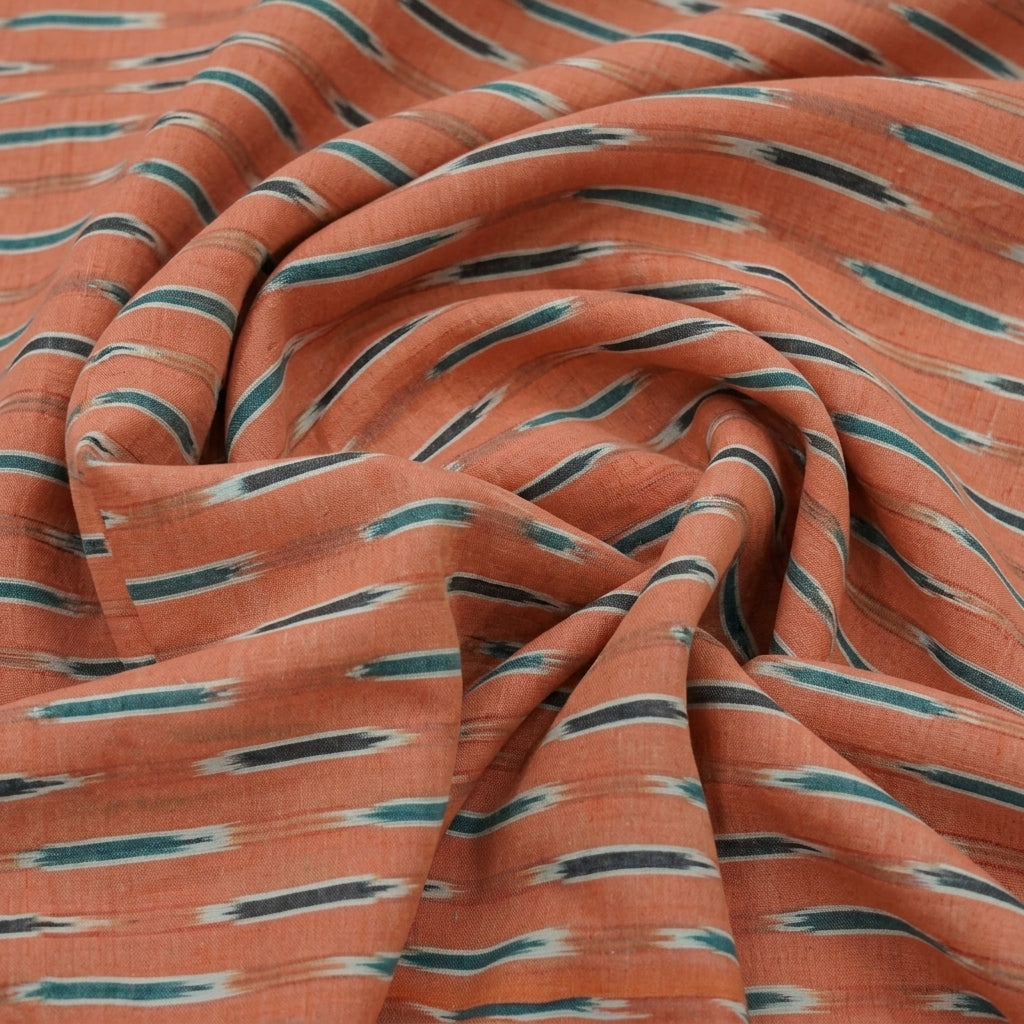 Swirled Ikat Orange Ikat Cotton Fabric