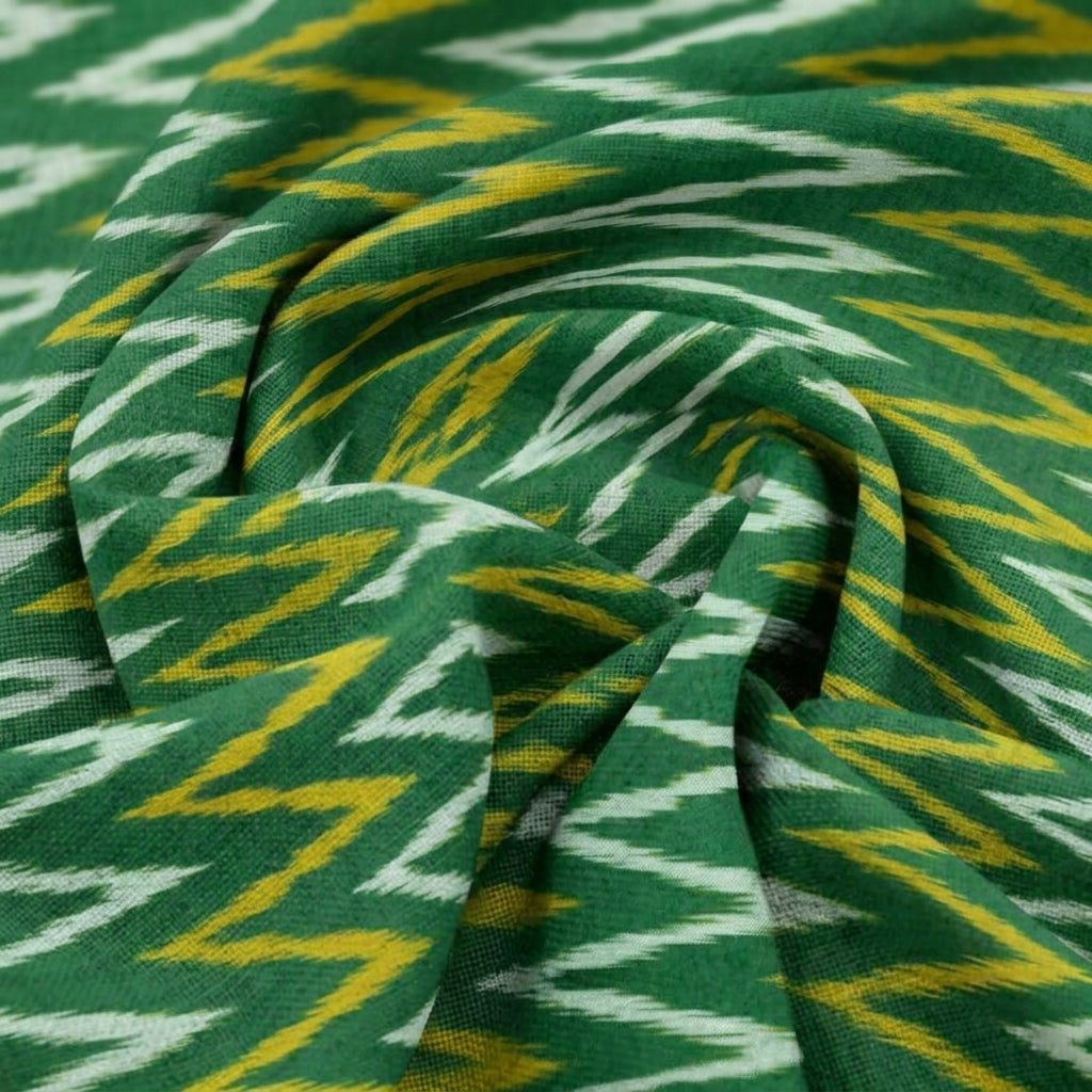 Swirled Ikat Green Ikat Cotton Fabric