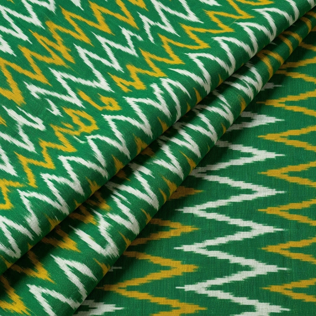 Folded Ikat Green Ikat Cotton Fabric