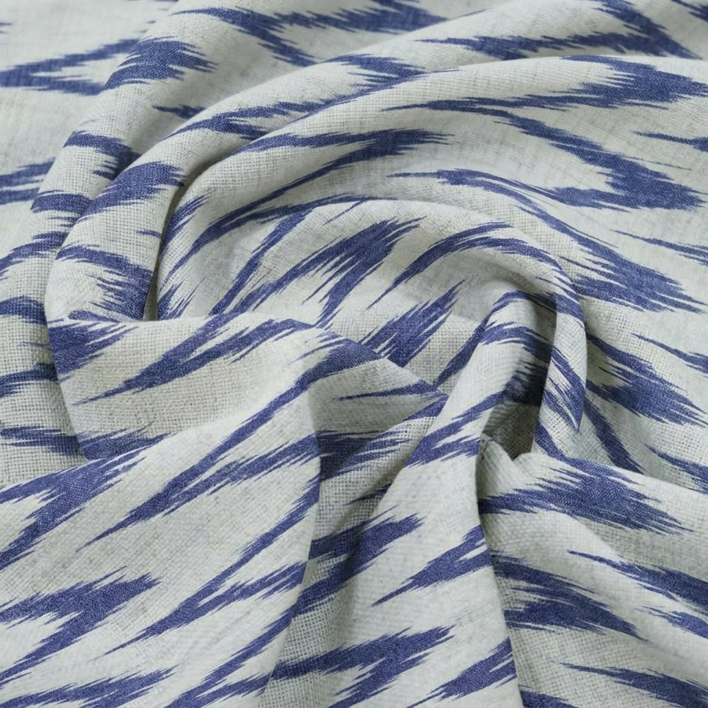 Swirled Ikat White Ikat Cotton Fabric
