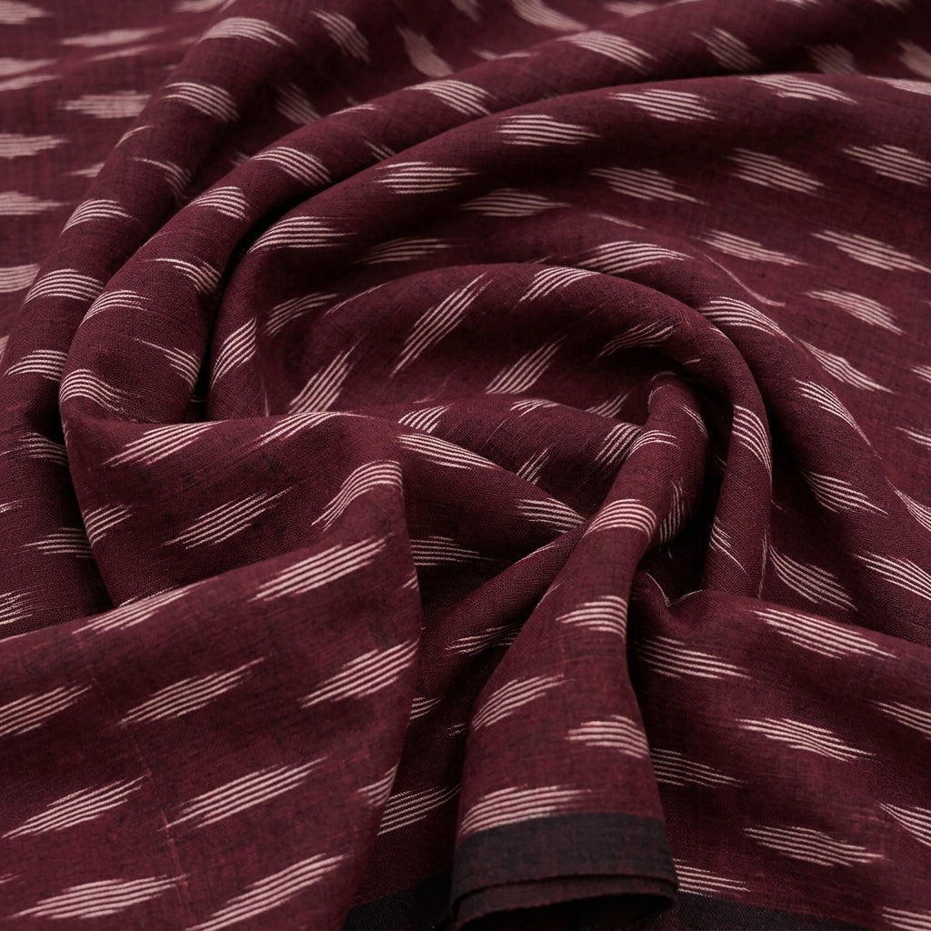 Swirled Ikat Maroon Ikat Cotton Fabric