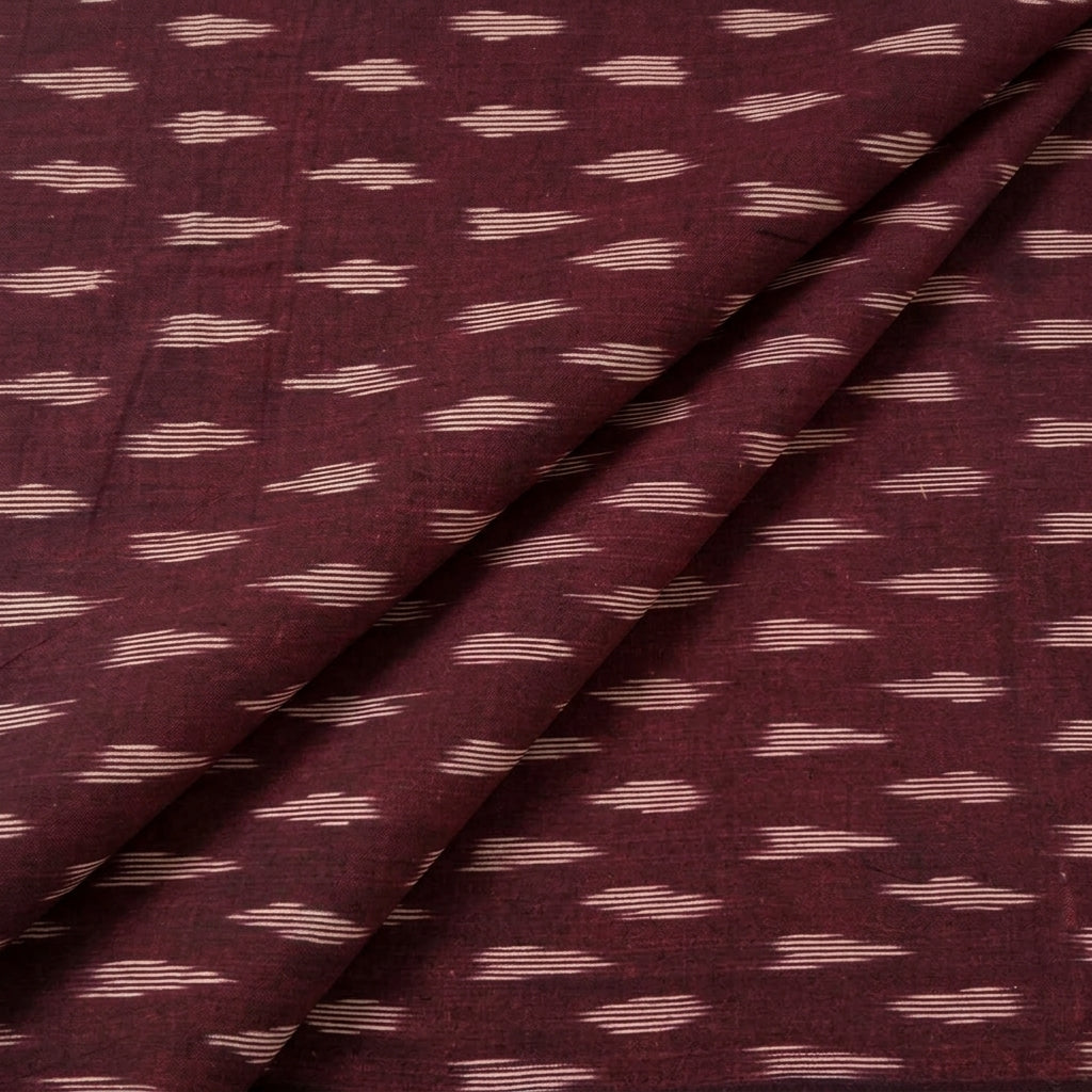 Folded Ikat Maroon Ikat Cotton Fabric