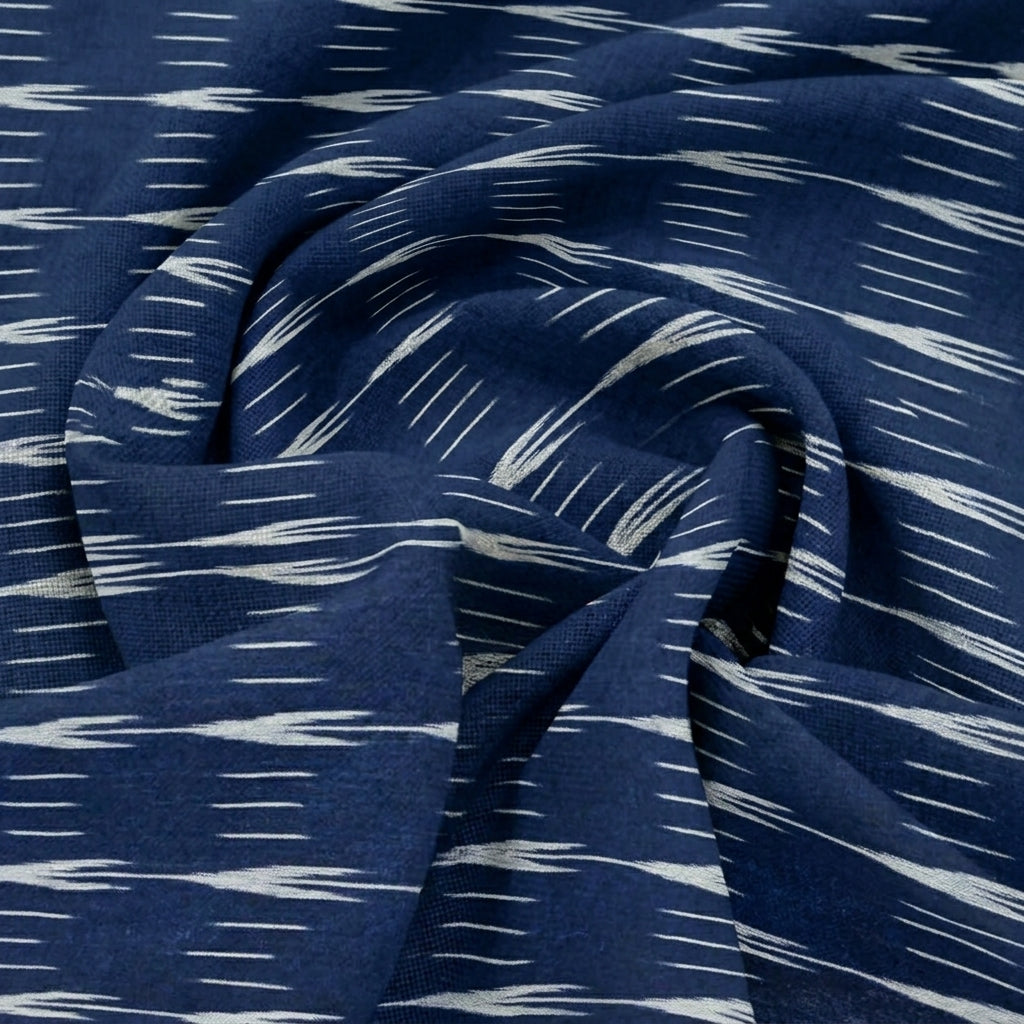 Swirled Ikat Indigo Ikat Cotton Fabric