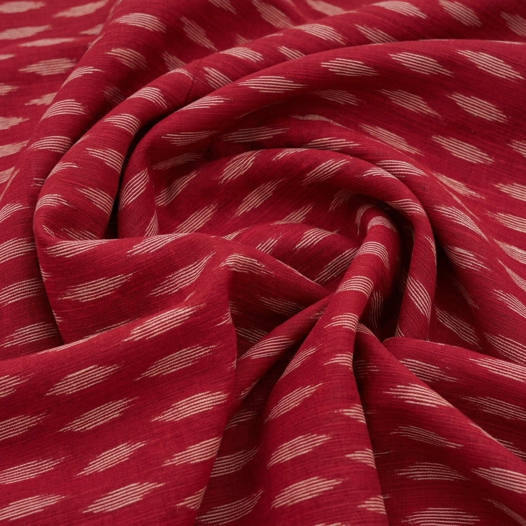 Swirled Ikat Red Ikat Cotton Fabric