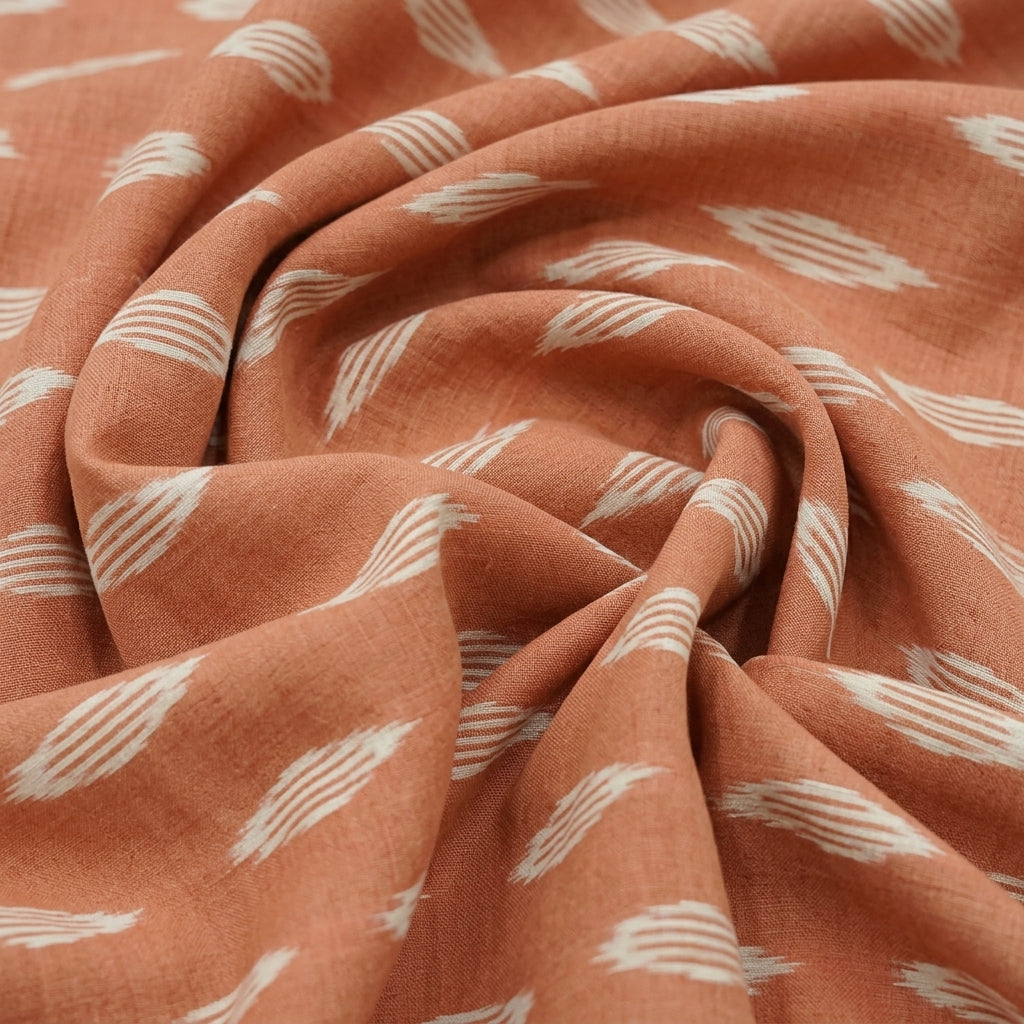 Swirled Ikat Mustard Yellow Ikat Cotton Fabric