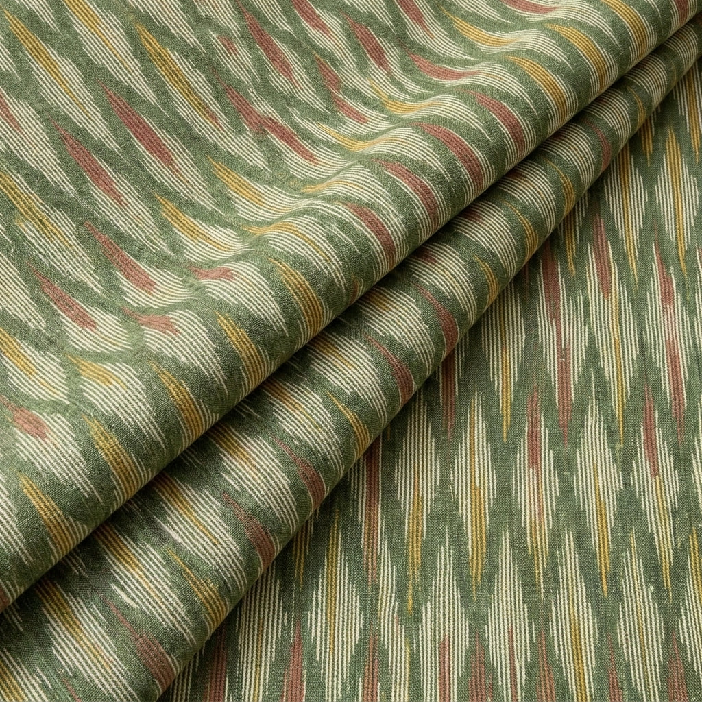 Folded Ikat Green Ikat Cotton Fabric