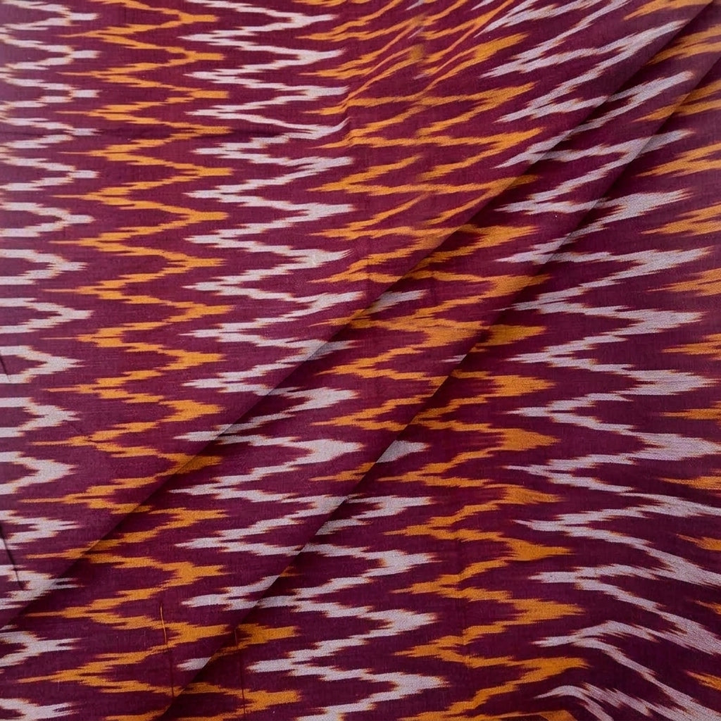 Folded Ikat Wine Ikat Cotton Fabric