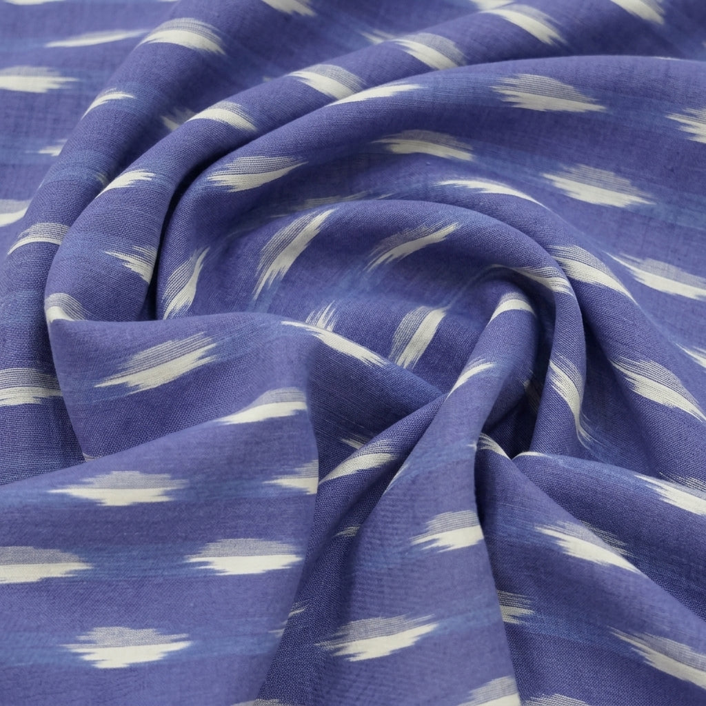 Swirled Ikat Blue Ikat Cotton Fabric