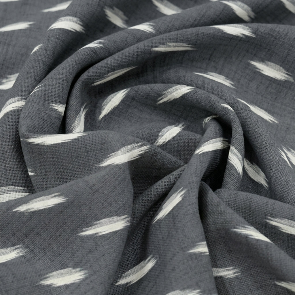 Swirled Ikat Grey Ikat Cotton Fabric