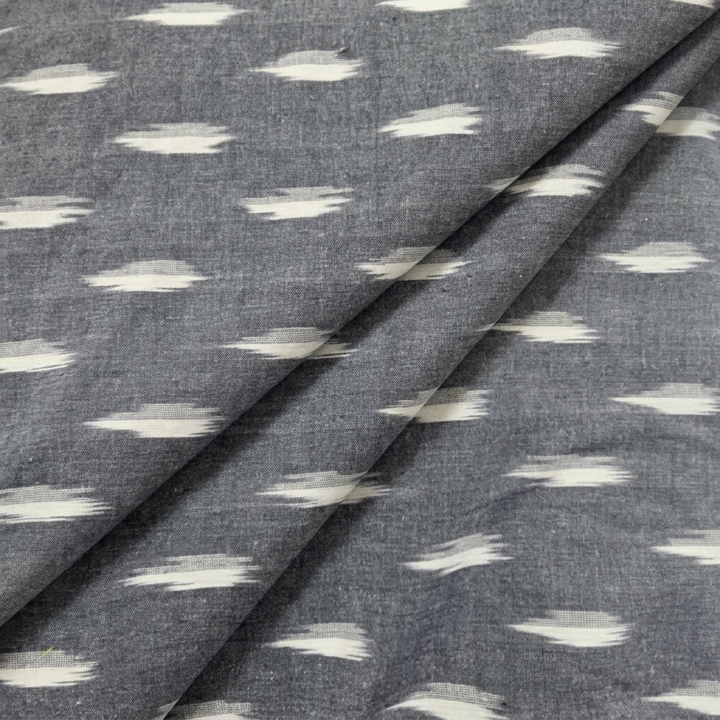 Folded Ikat Grey Ikat Cotton Fabric