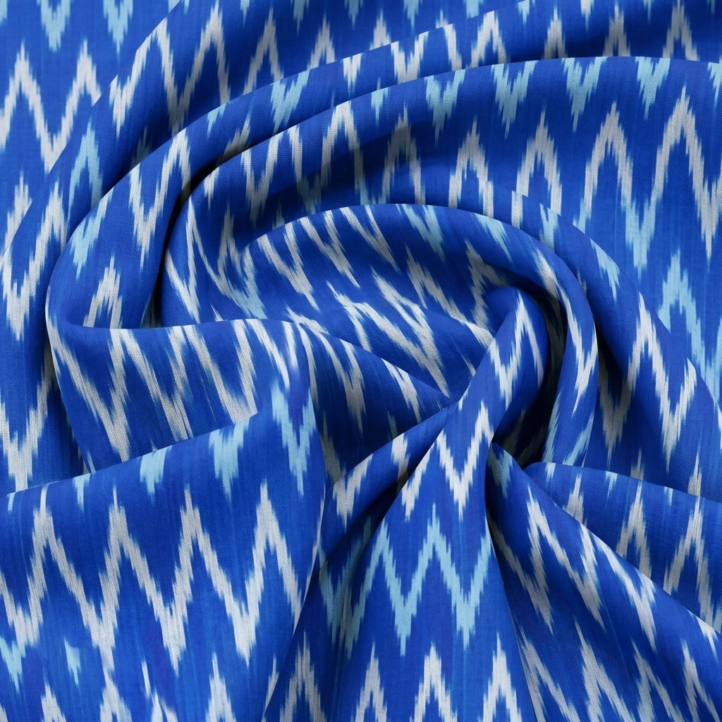 Swirled Ikat Blue Ikat Cotton Fabric