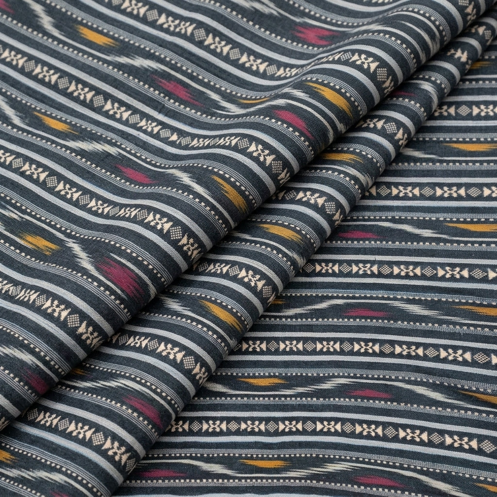 Folded Ikat Green Ikat Cotton Fabric