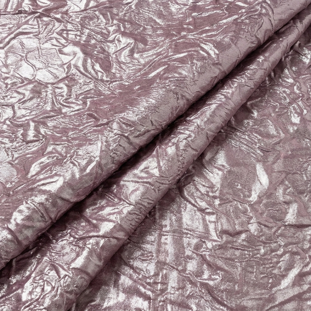 Folded Embossed Foil Floral Mauve Embossed Foil Floral Crepe Fabric