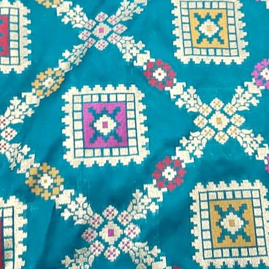 Patola Banaras Fabric - EC17303 - Flat fabric