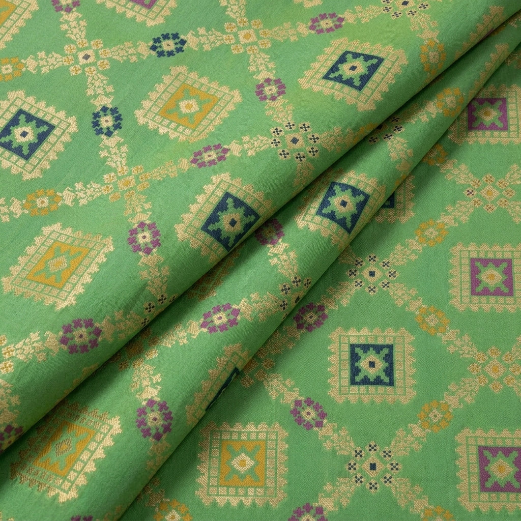 Folded Patola Green Patola Banaras Fabric